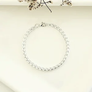Pulsera acero blanco, espiga. 5.0mm x 20cm.