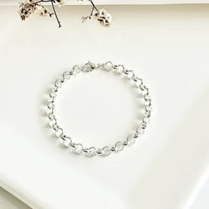 Pulsera acero blanco, rolo. 6.0 mm x 20 cm.