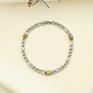 Pulsera acero 3x1 con dubble. 1.4 mm x 21 cm.
