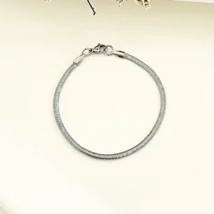Pulsera acero cola de ratón chata. 4.0 x 19cm.