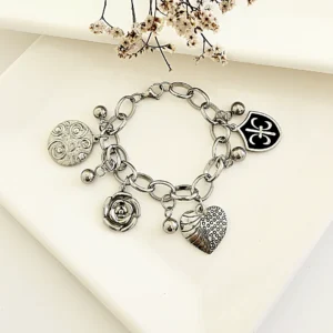 Pulsera acero con dijes.