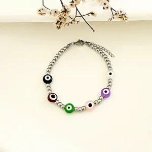 Pulsera acero con ojos turcos.