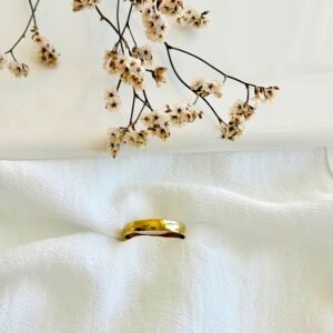 Anillo acero dorado, alianza.