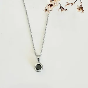 Conjunto de acero, con piedra negra. 40+5 cm.