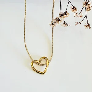 Conjunto de acero dorado, corazón. 40+5 cm.